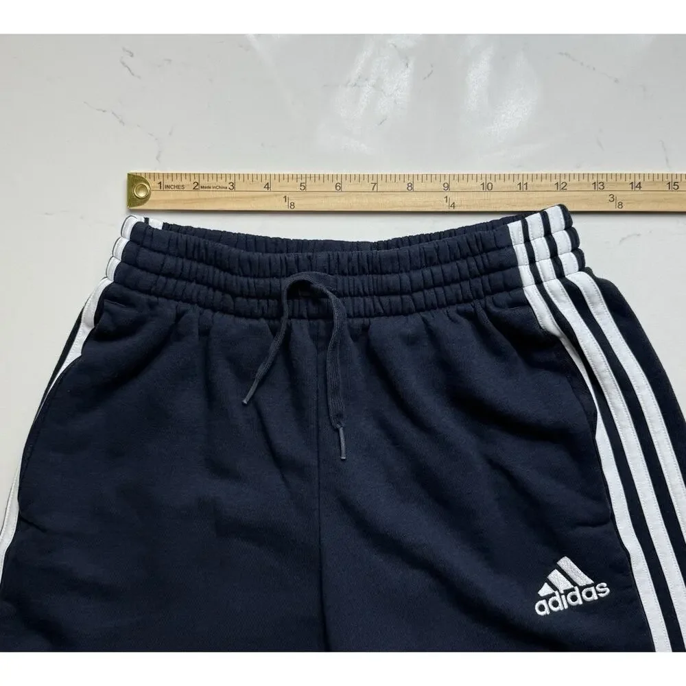 Adidas Originals Mens Size Small Active 3 Stripes Fleece Sweat Shorts Navy Blue